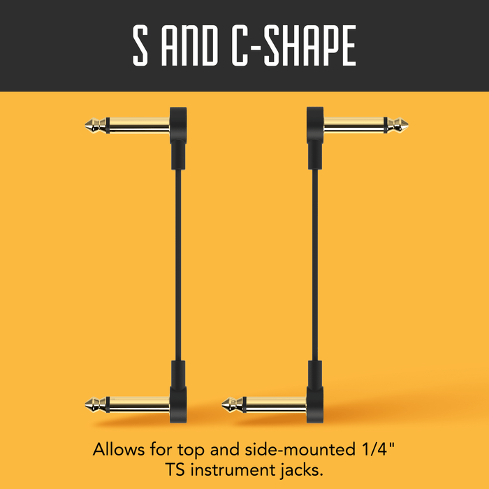 Flat Patch Guitar Effects Pedal Cables with Gold Plated Connectors