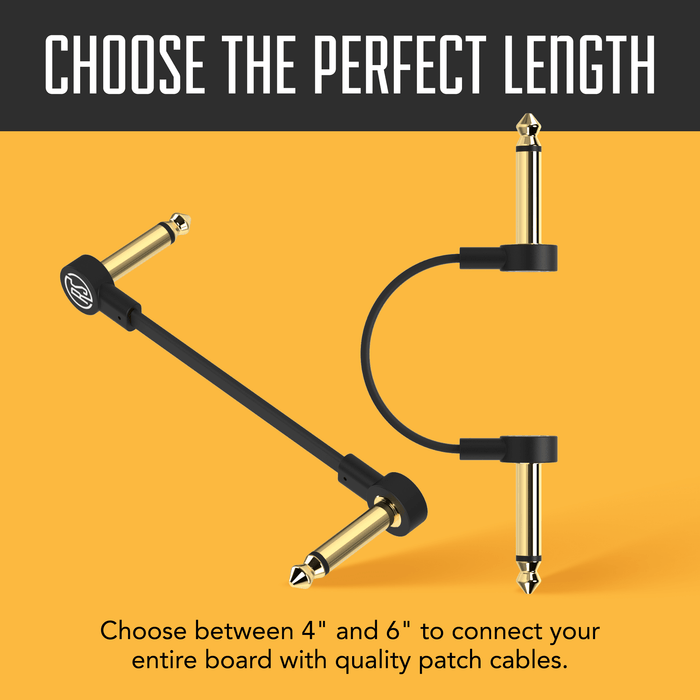 Flat Patch Guitar Effects Pedal Cables with Gold Plated Connectors