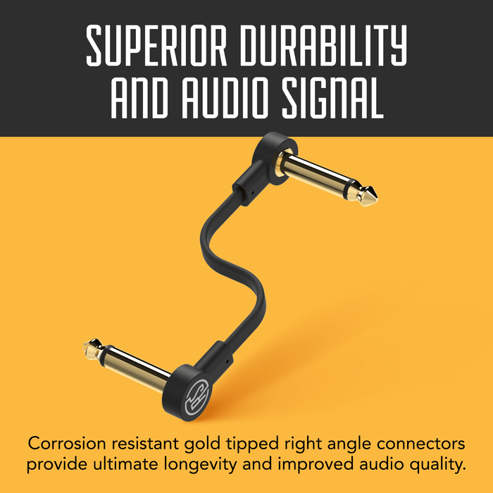 Flat Patch Guitar Effects Pedal Cables with Gold Plated Connectors