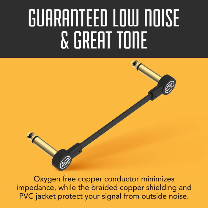 Flat Patch Guitar Effects Pedal Cables with Gold Plated Connectors